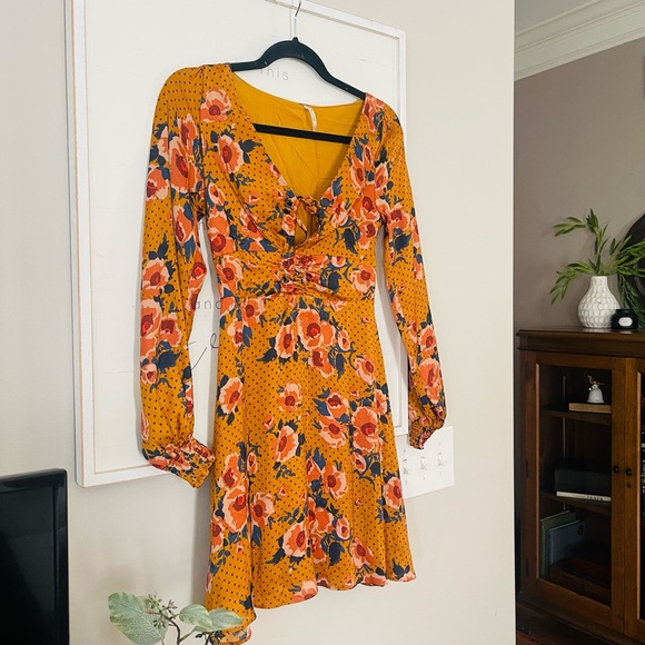 Free People Floral Mustard Dress - Picture 5 of 13